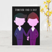 ゲイ男性カップルのロマンティックな結婚記念日 カード (黄色い花)