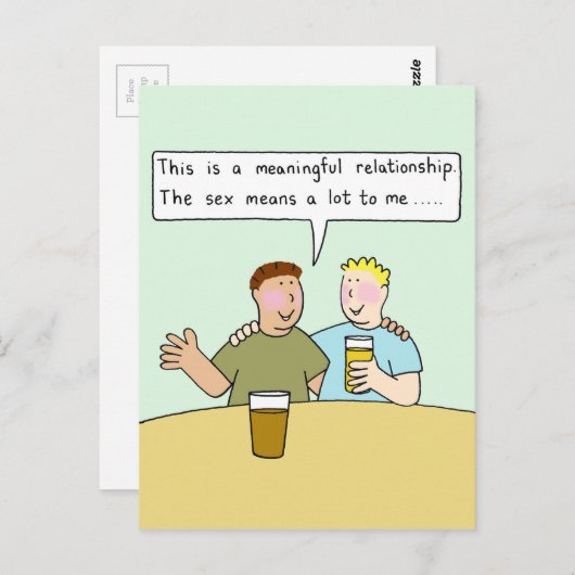 ゲイ男性カップル漫画ユーモア ポストカード (正面/裏面)