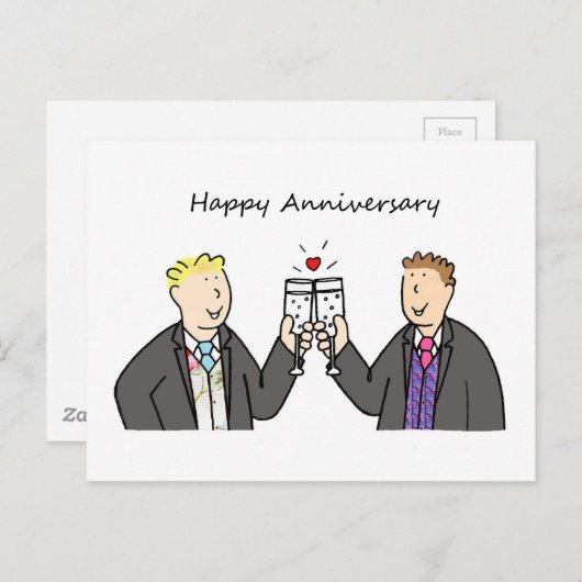 ゲイ男性夫婦ハッピーアニバーサリーグルームズ ポストカード (正面/裏面)