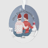 ゲイ白人夫婦写真冬 オーナメント (正面)