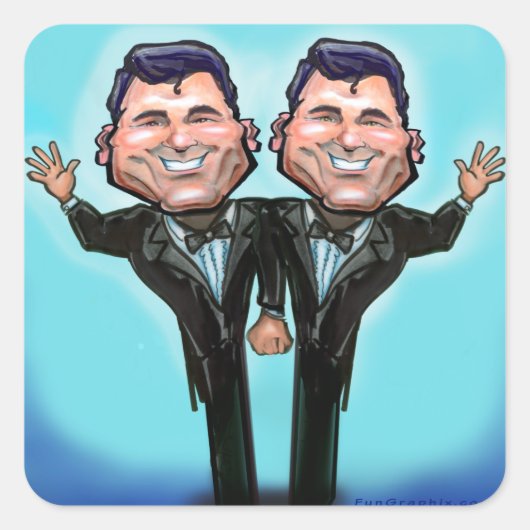 ゲイ結婚のケーキ人形 スクエアシール (正面)