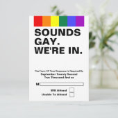 ゲイ結婚のサウンドゲイ私たちはRSVPにいる 出欠カード (スタンド正面)