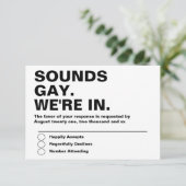 ゲイ結婚のサウンドゲイImのRSVP 出欠カード (スタンド正面)