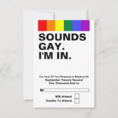 ゲイ結婚のサウンドゲイImのRSVP 出欠カード (正面)