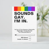 ゲイ結婚のサウンドゲイImのRSVP 出欠カード (スタンド正面)