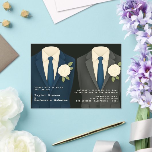 ゲイ結婚のスーツとネクタイの二室 アクリル招待状 (インサイチュ (ウェディング))