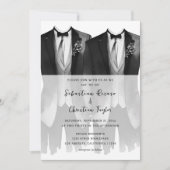 ゲイ結婚のスーツとネクタイの二室 招待状 (正面)