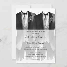 ゲイ結婚のスーツとネクタイの二室 招待状