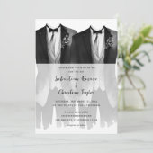 ゲイ結婚のスーツとネクタイの二室 招待状 (スタンド正面)