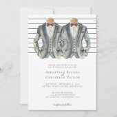 ゲイ結婚のスーツとバウのネクタイの二室 招待状 (正面)