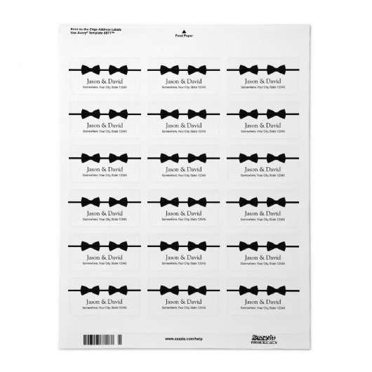 ゲイ結婚のダブルボウタイアドレス ラベル (フルシート)