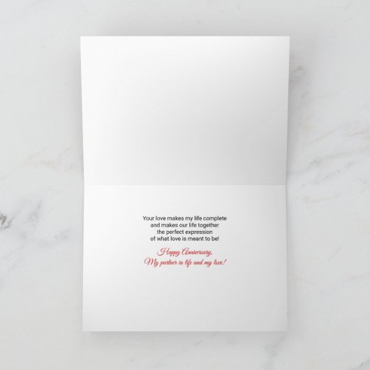 ゲイ結婚のライフパートナー赤いハート記念日 カード (内部)