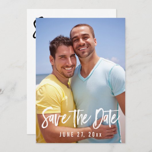ゲイ結婚の写真Date Cardを保存 セーブザデート (正面/裏面)