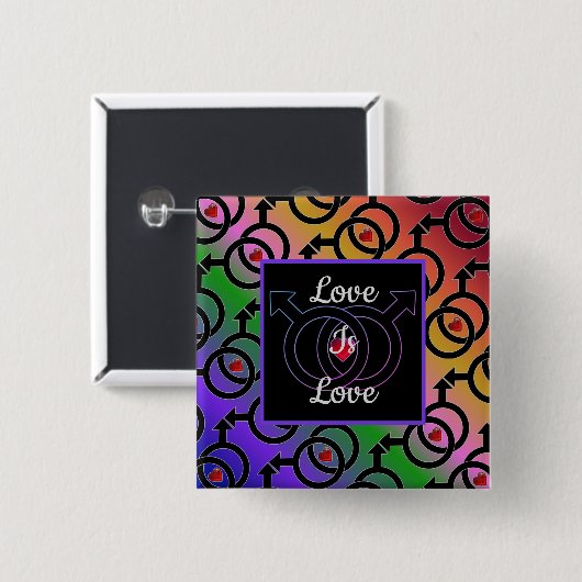 ゲイ結婚の愛はラブレインボーボタン 缶バッジ (正面&裏面)