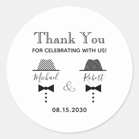 ゲイ結婚の感謝のお願い ラウンドシール (正面)