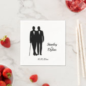 ゲイ結婚の氏名・日付付きグルームズ スタンダードカクテルナプキン (インサイチュ)