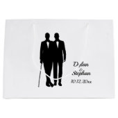 ゲイ結婚の氏名・日付付きグルームズ ラージペーパーバッグ (正面)