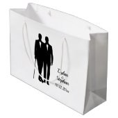 ゲイ結婚の氏名・日付付きグルームズ ラージペーパーバッグ (裏面アングル)