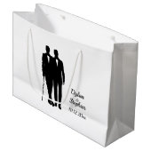 ゲイ結婚の氏名・日付付きグルームズ ラージペーパーバッグ (正面アングル)