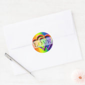 ゲイ結婚の2つのハートラブ招待状RSVP救日付 ラウンドシール (封筒)