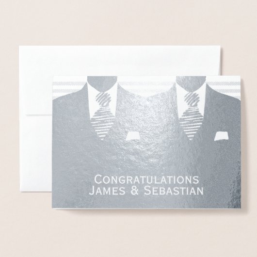 ゲイ結婚の2つの楽園おめでとう 箔カード (封筒付き正面)