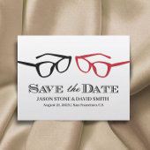 ゲイ結婚の2つの眼鏡ミニマリストが日付を保存 案内ポストカード