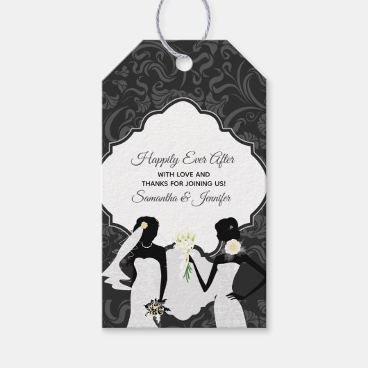 ゲイ結婚の2つの花嫁の写真の好意 ギフトタグ (正面)