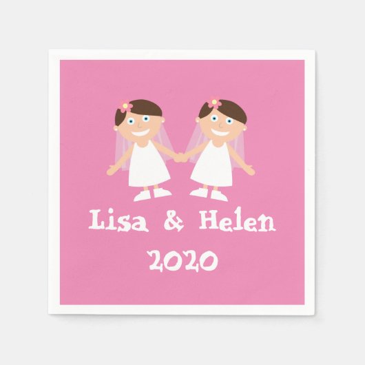 ゲイ結婚の スタンダードカクテルナプキン (正面)