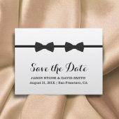 ゲイ結婚のBow TiesミニマリストSave the Date 案内ポストカード
