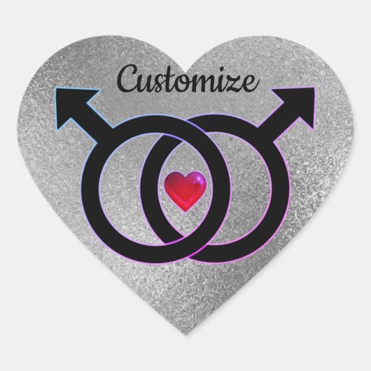 ゲイ結婚シルバーハートシール ハートシール (正面)