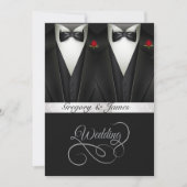 ゲイ結婚ズタキシドスレッドローゼゴールドフォイル 招待状 (正面)