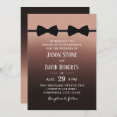 ゲイ結婚ズダブルボウタイエレガントズブラウン 招待状 (正面/裏面)