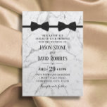 ゲイ結婚ズダブルボウタイズマモダンーブル 招待状<br><div class="desc">ゲイ結婚のダブルボウは大理石のモダン結婚式招待状。</div>