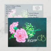 ゲイ結婚ズピンクカーネーションRSVPパーソナライズされた インビテーションポストカード (正面/裏面)