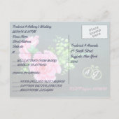 ゲイ結婚ズピンクカーネーションRSVPパーソナライズされた インビテーションポストカード (裏面)