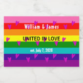 ゲイ結婚レインボーフラッグオリジナル8ストライプ人LGBT スパークリングワインラベル (シングルラベル)