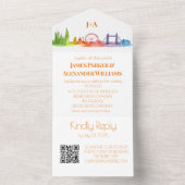 ゲイ結婚レインボーLGBTプライドRSVP QRコード オールインワン招待状 (内側)