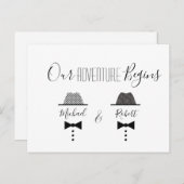 ゲイ結婚式の日付の保存 案内ポストカード (正面/裏面)