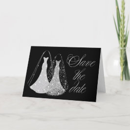 ゲイ結婚式の日付を黒と銀で保存フェイク 案内状