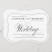 ゲイ結婚式招待状ブラック&ホワイトエレガンス 招待状 (正面/裏面)