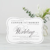 ゲイ結婚式招待状ブラック&ホワイトエレガンス 招待状 (スタンド正面)