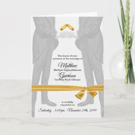 ゲイ結婚式招待状2つのグルームズヴィンテージ 招待状 (正面)