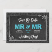 ゲイ結婚氏のターコイズ・ブラック氏が日付を保存 招待状 (正面)