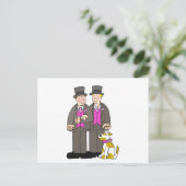 ゲイ結婚祝い二人の男と犬 ポストカード (スタンド正面)