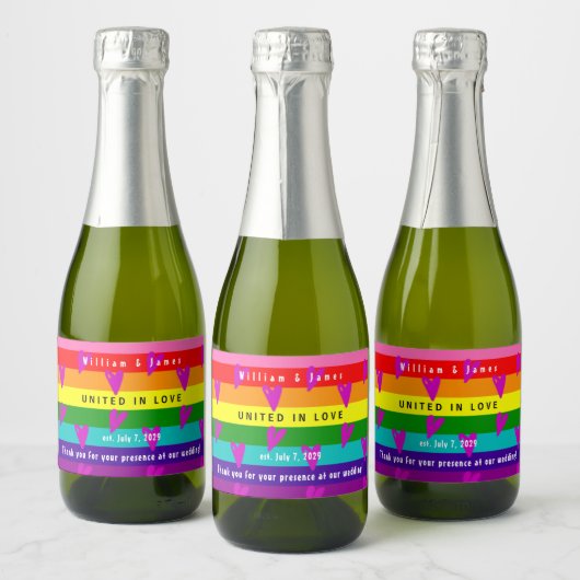 ゲイ結婚LGBTQ結婚の感謝 スパークリングワインラベル (ボトル)