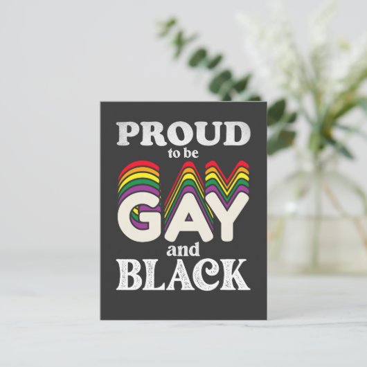 ゲイ誇りを持ったと黒人のLGBTプライド インビテーションポストカード (スタンド正面)