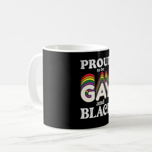 ゲイ誇りを持ったと黒人のLGBTプライド コーヒーマグカップ (正面左)
