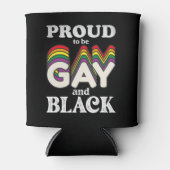 ゲイ誇りを持ったと黒人のLGBTプライド 缶クーラー (正面)