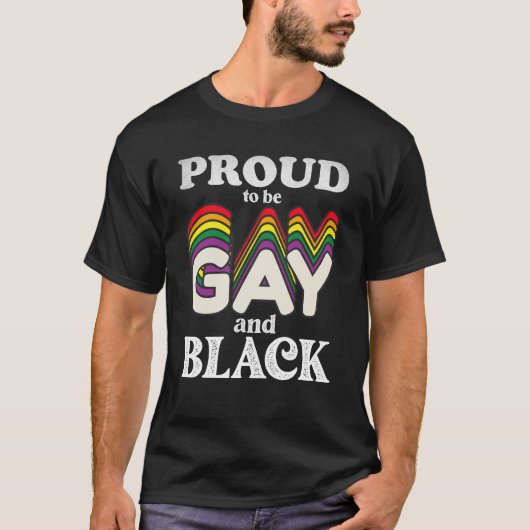 ゲイ誇りを持ったと黒人のLGBTプライド Tシャツ (正面)