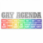 ゲイ議題 |レインボーグラデーションおもしろいゲイプライド シール (正面)